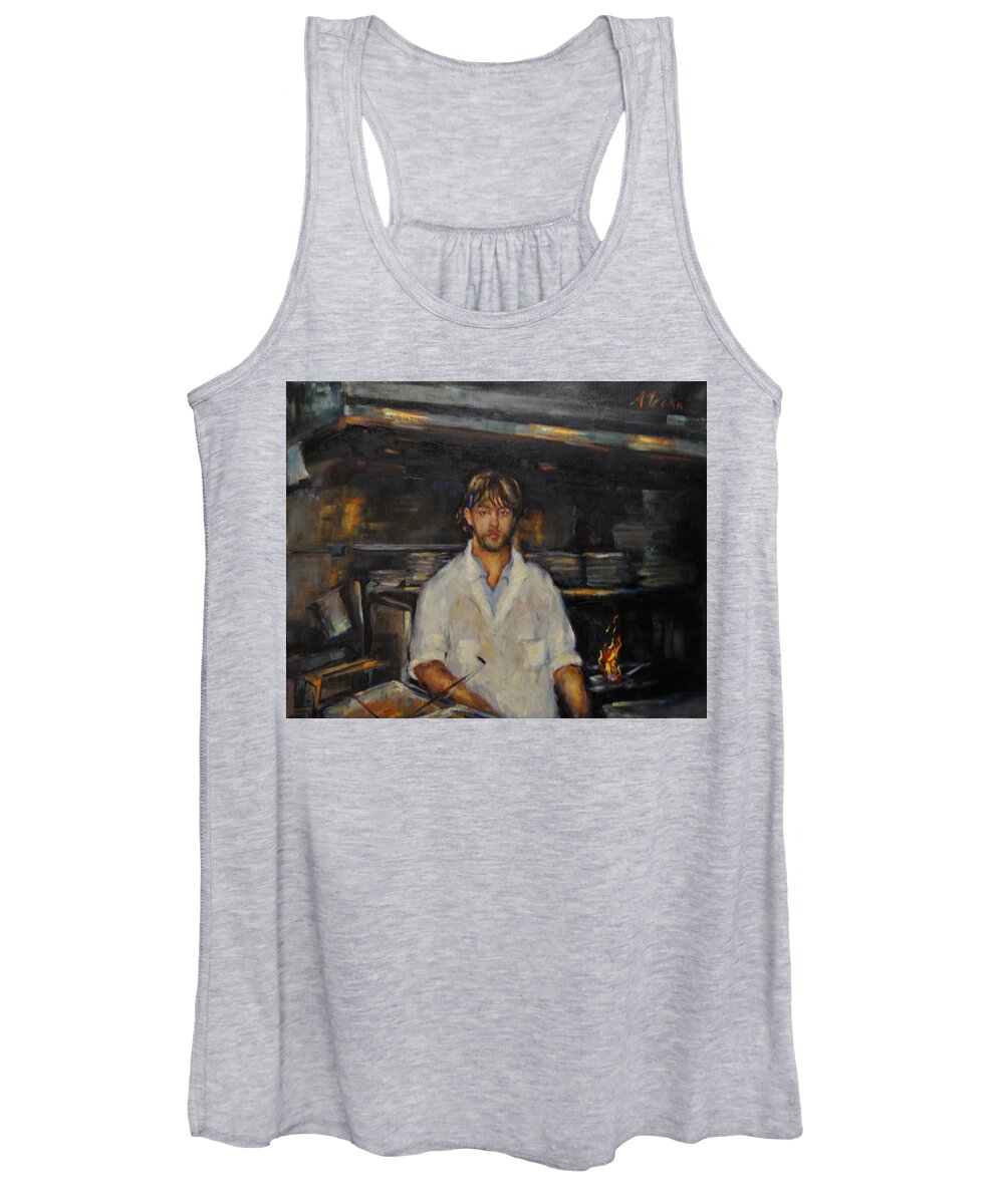 Oil Painting Women's Tank Top featuring the painting The Head Chef by Ashlee Trcka