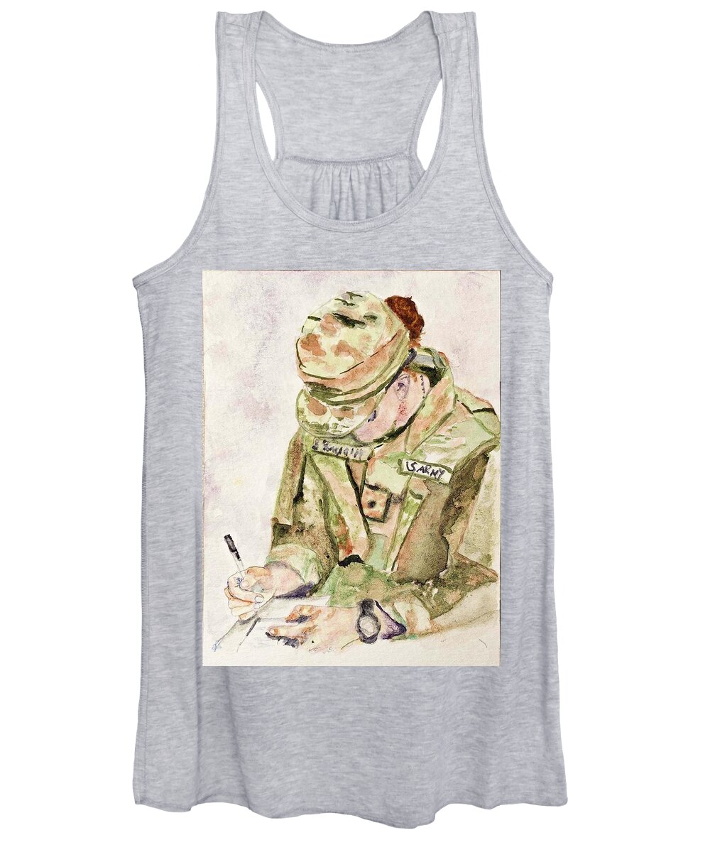 Soldier Women's Tank Top featuring the painting The Letter by Barbara F Johnson