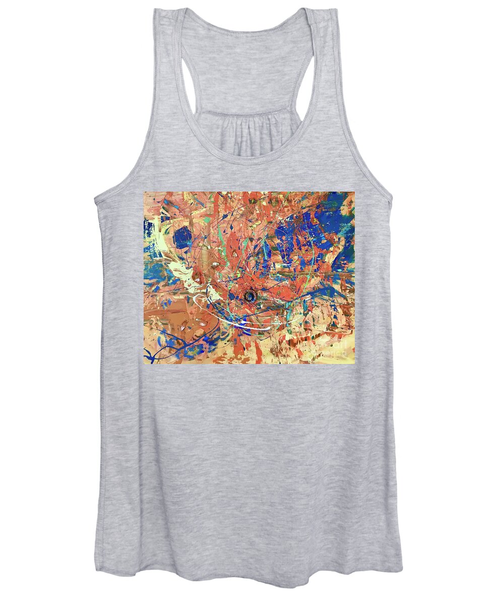 Abstract Women's Tank Top featuring the painting The melody of space 1 by Monica Elena