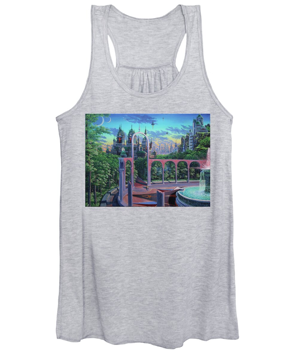 Fountain Women's Tank Top featuring the painting The Oracle of Syrinx by Michael Goguen