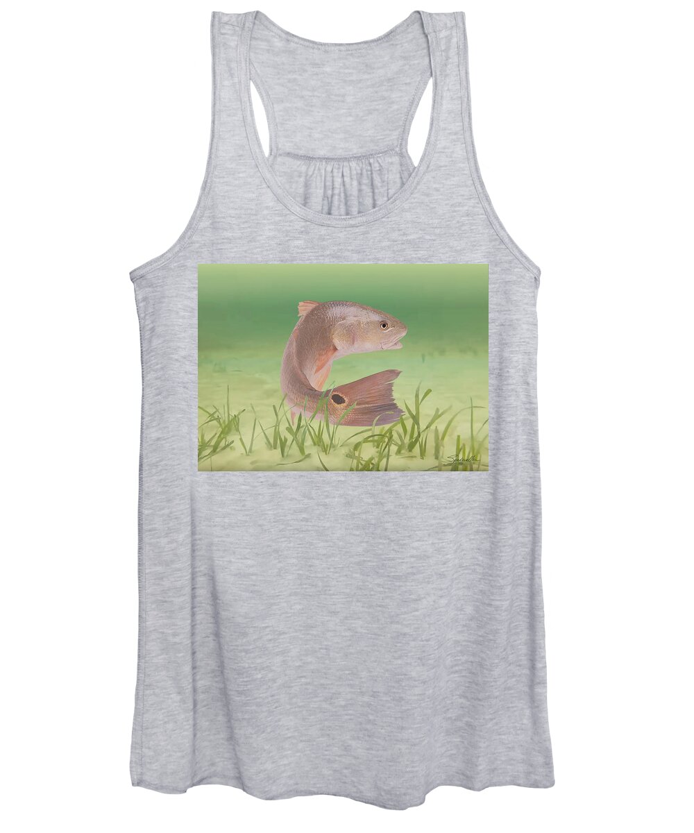 Fish Women's Tank Top featuring the digital art The Redfish by M Spadecaller