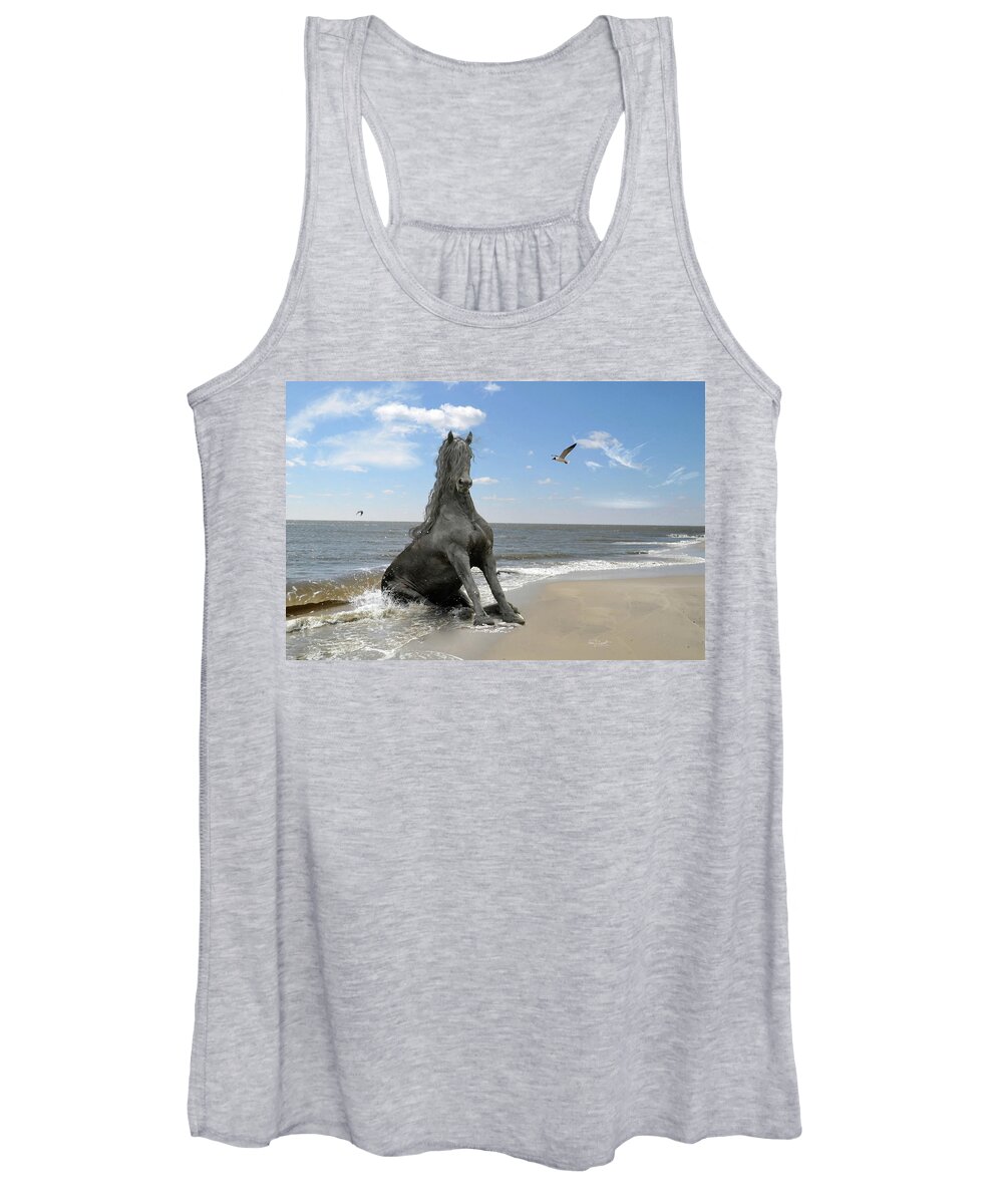 Sea Women's Tank Top featuring the mixed media The Sea Horse by Fran J Scott