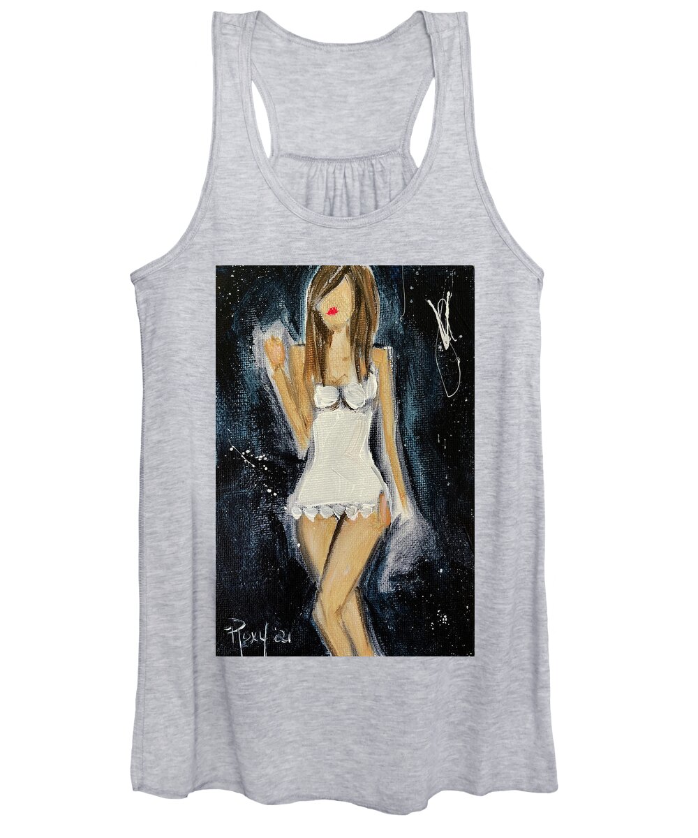Chemise Women's Tank Top featuring the painting The White Chemise by Roxy Rich