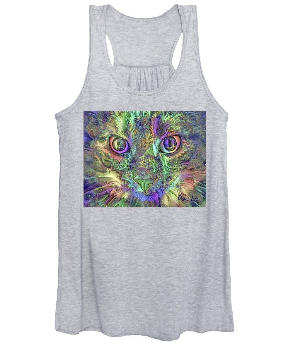 Cat Women's Tank Top featuring the digital art Those Eyes by Dave Lee