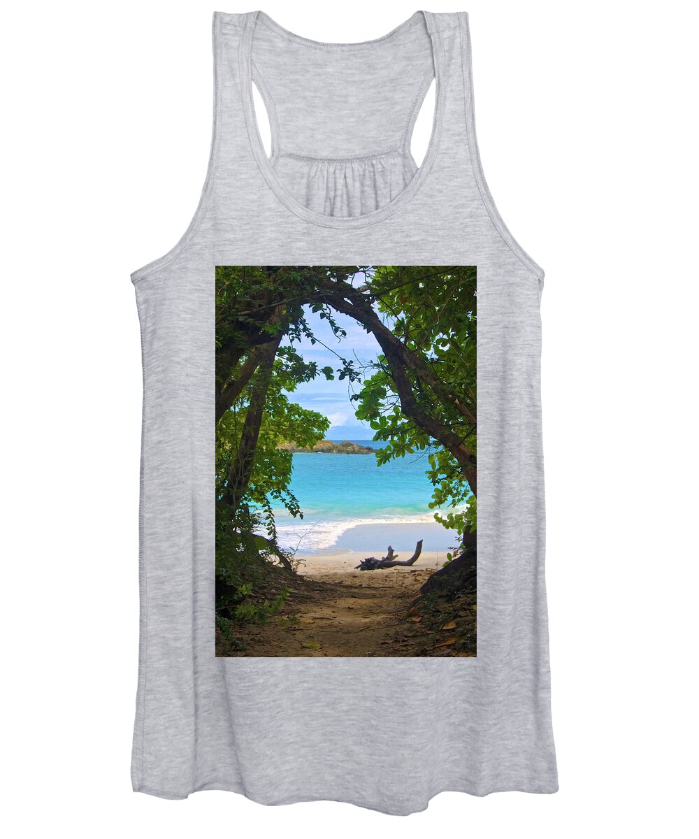 Beach Women's Tank Top featuring the photograph Through the Trees to a Secluded Beach by Matthew DeGrushe