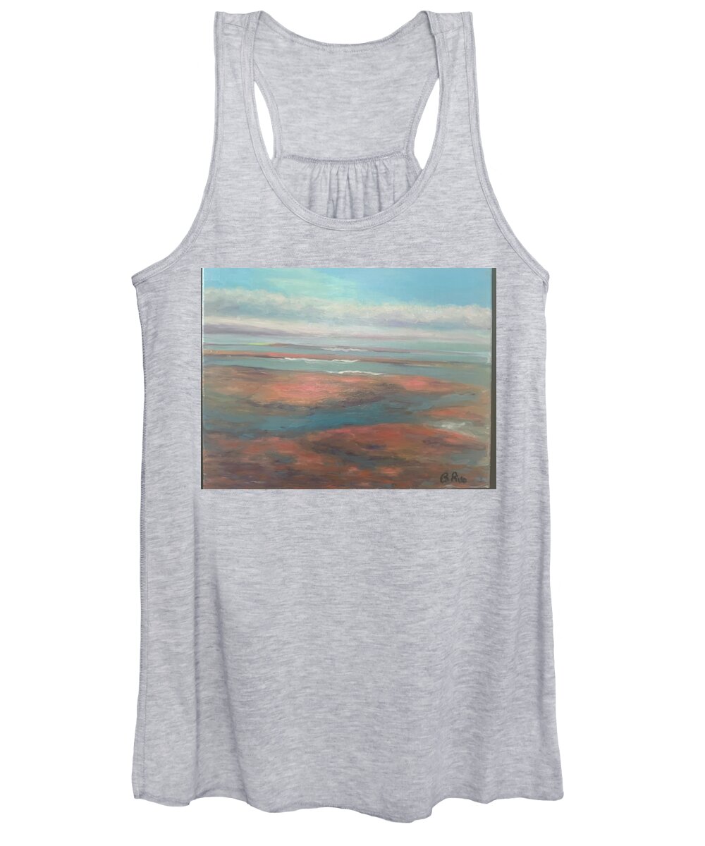 Beach Tide Water Sand Cape Cod Bay Women's Tank Top featuring the painting Tides by Beth Riso