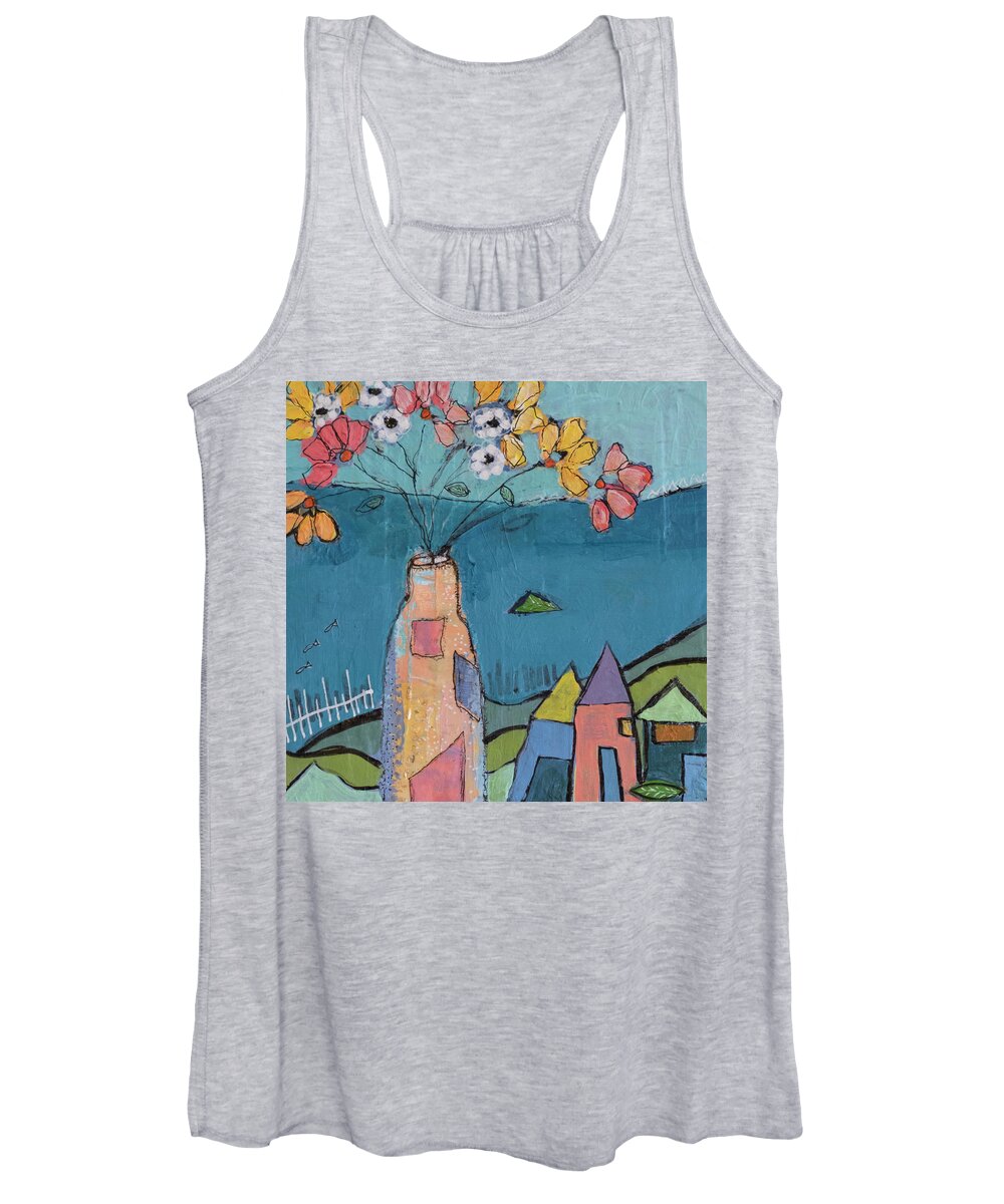 Flowers Women's Tank Top featuring the mixed media Tiny House 1 by Julia Malakoff