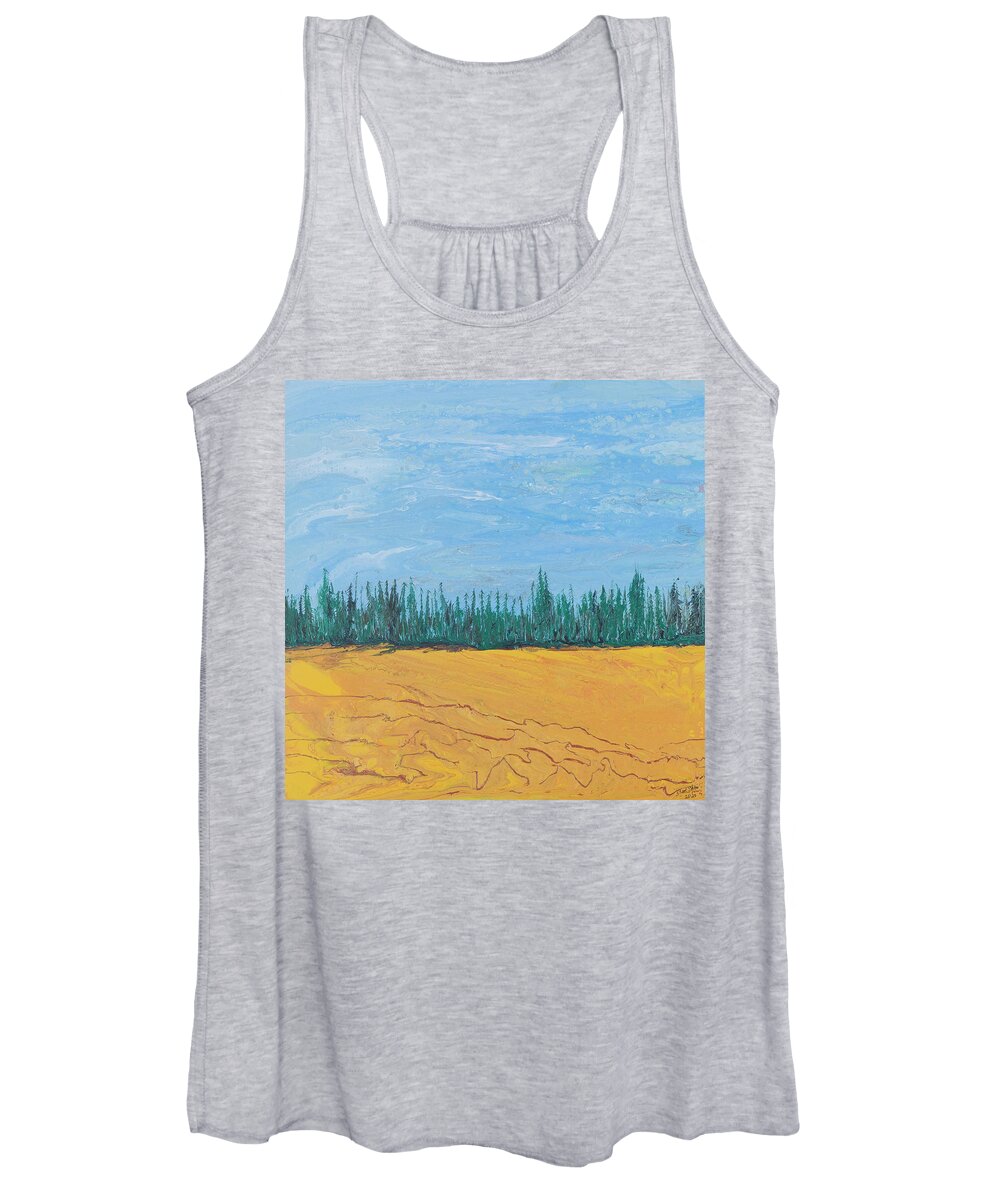 Landscape Women's Tank Top featuring the painting Tree Line by Steve Shaw