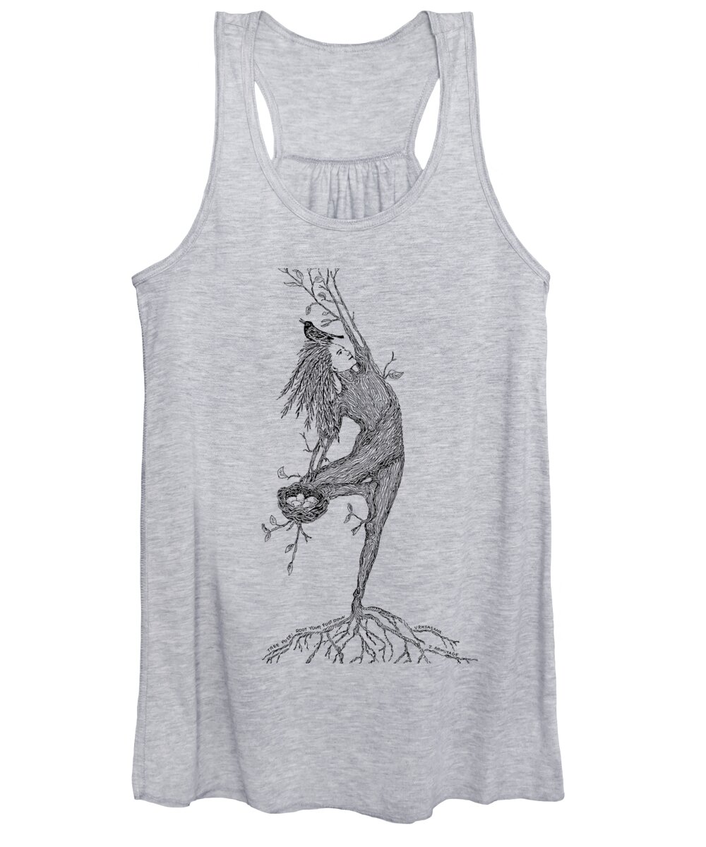 Tree Pose Women's Tank Top featuring the drawing Tree Pose by Jenny Armitage