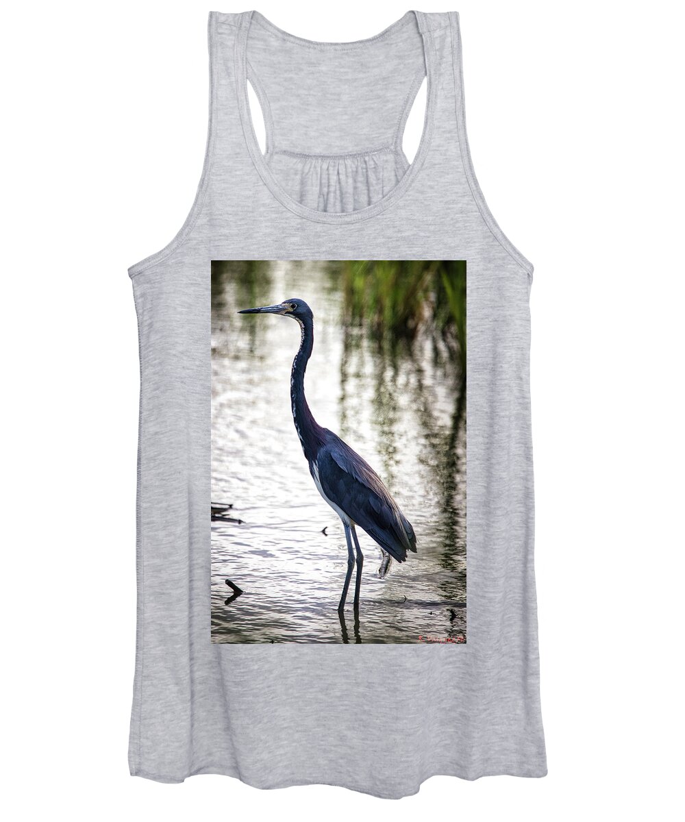 Heron Women's Tank Top featuring the photograph Tri-Colored Heron by Rene Vasquez