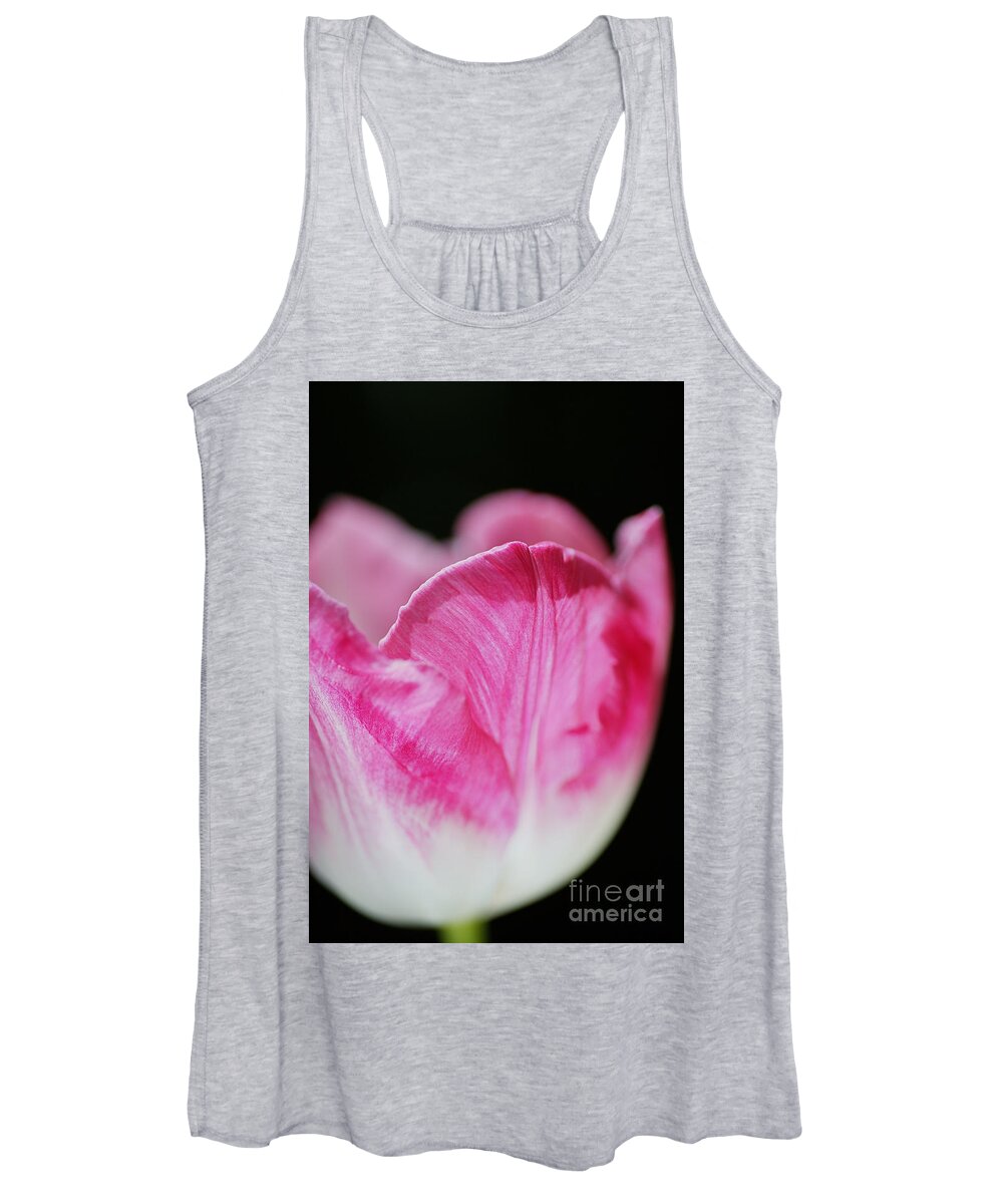 Disambiguation Women's Tank Top featuring the photograph Tulip Cup Pink Soft White by Joy Watson