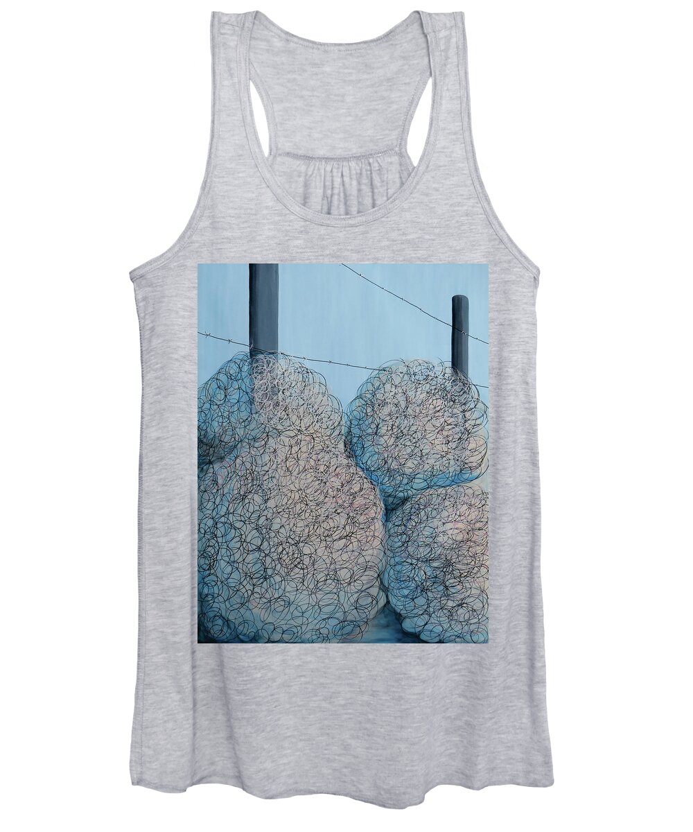 Tumbleweeds Women's Tank Top featuring the painting Tumbleweeds Blue by Ted Clifton