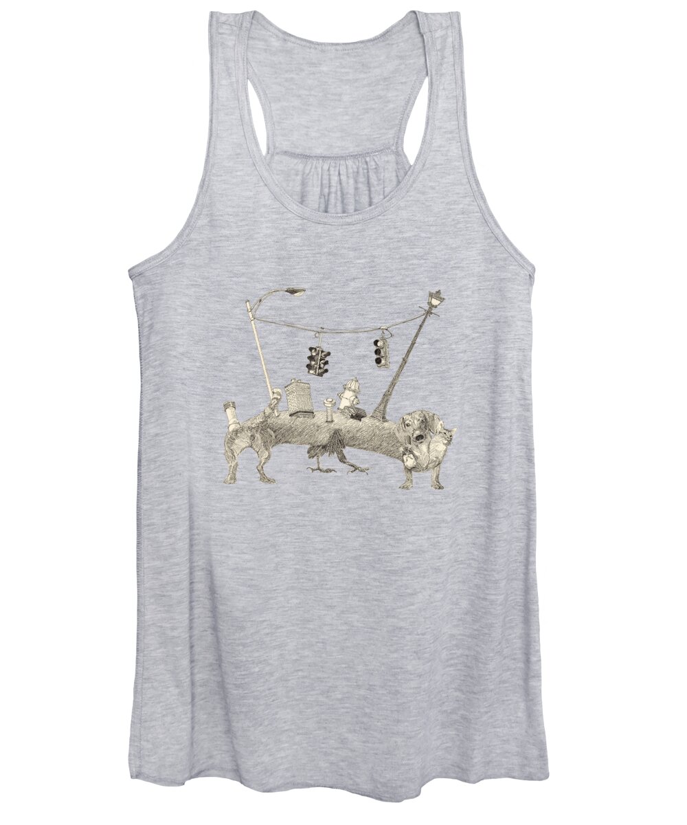 Dog Women's Tank Top featuring the drawing Urban Chimera by Jenny Armitage