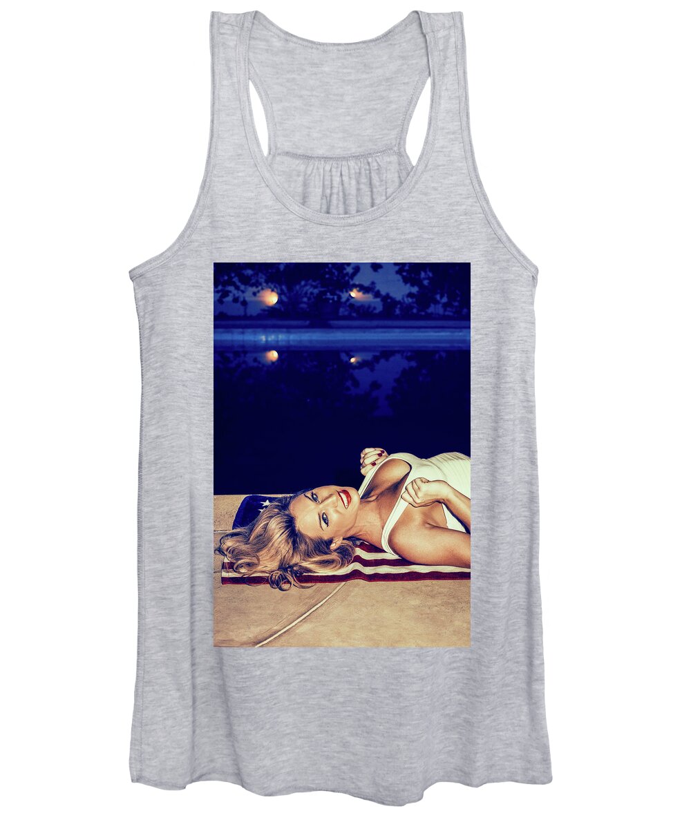 America 4 July Women's Tank Top featuring the photograph USA Pin-Up Ms Piper Precious 9294-100 by Amyn Nasser