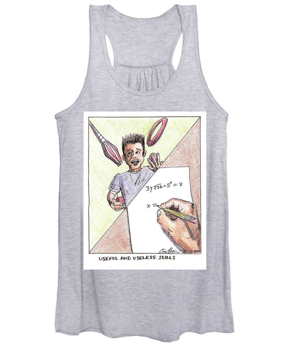 Juggler Women's Tank Top featuring the drawing Useless and Useful Skills by Eric Haines