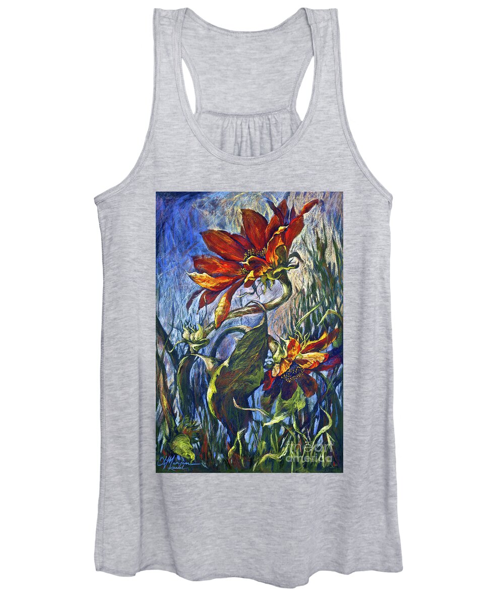 Crimson Sunflower Women's Tank Top featuring the painting Veering Winds by Gayle Mangan Kassal