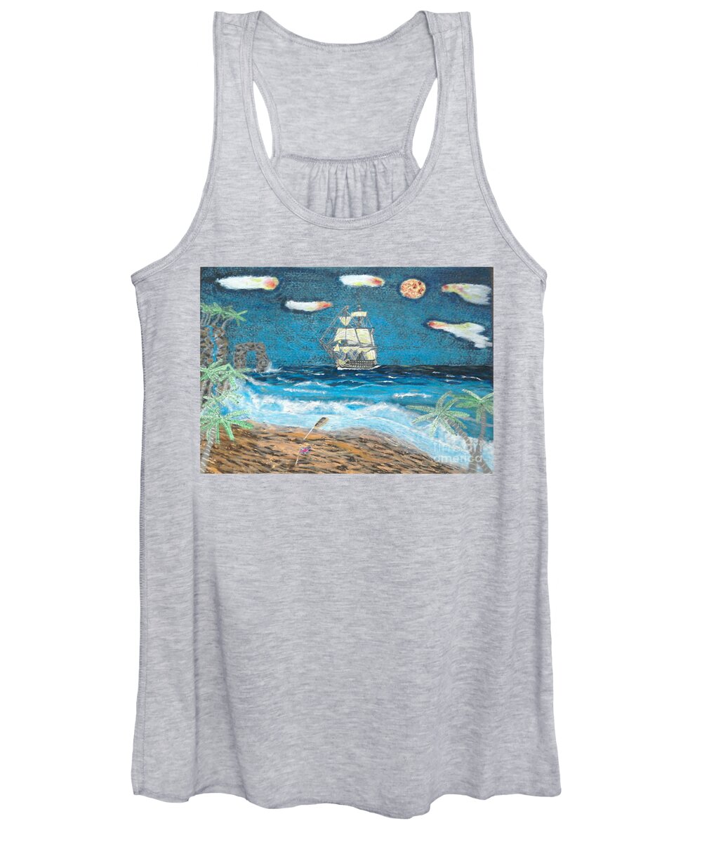 Hms Victory Women's Tank Top featuring the painting Victory in Paradise by David Westwood