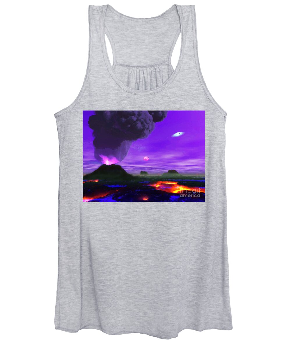  Women's Tank Top featuring the digital art Volcano Planet by Don White Artdreamer