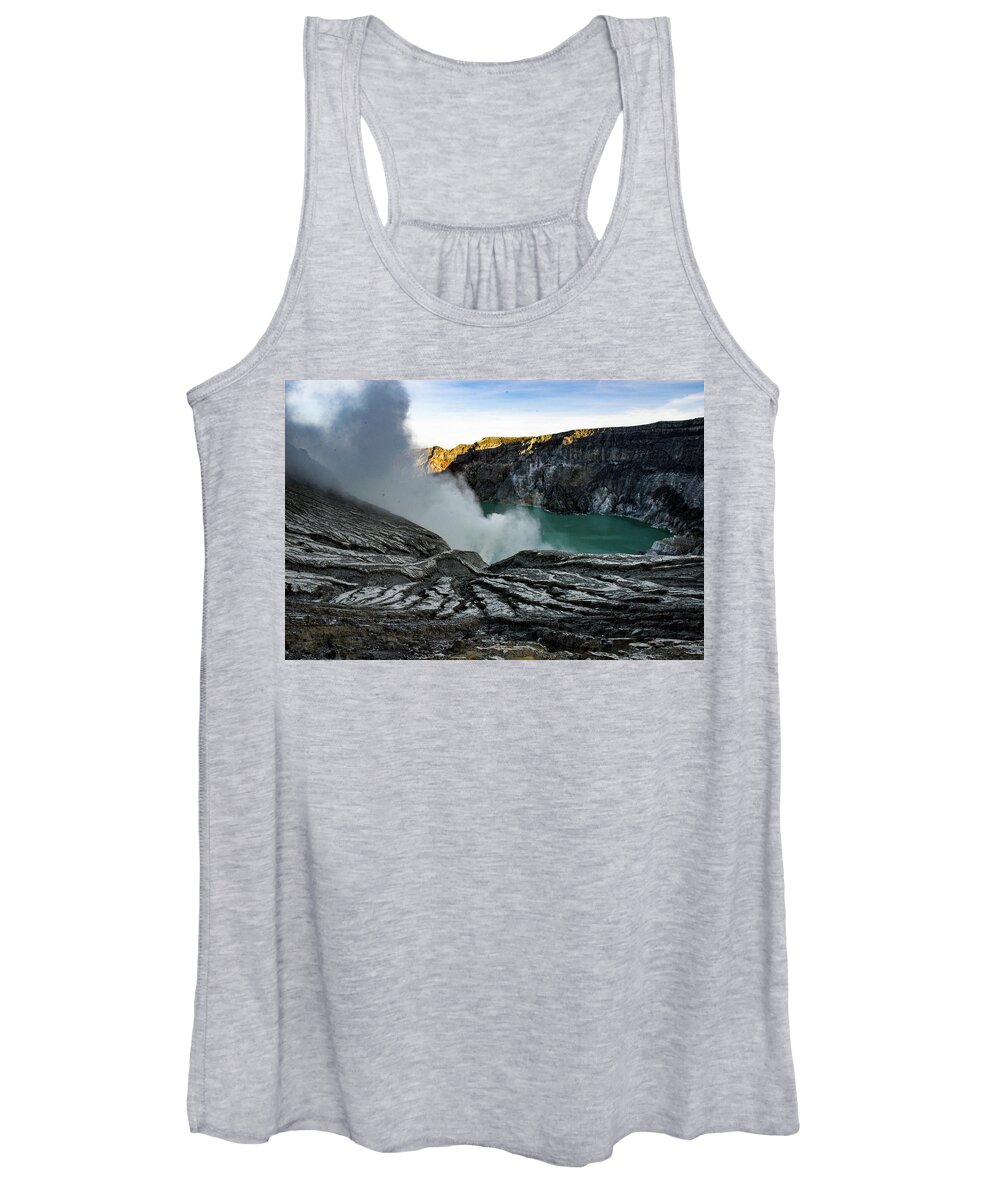Volcano Women's Tank Top featuring the photograph Waiting For The Dawn - Mount Ijen Crater, East Java. Indonesia by Earth And Spirit