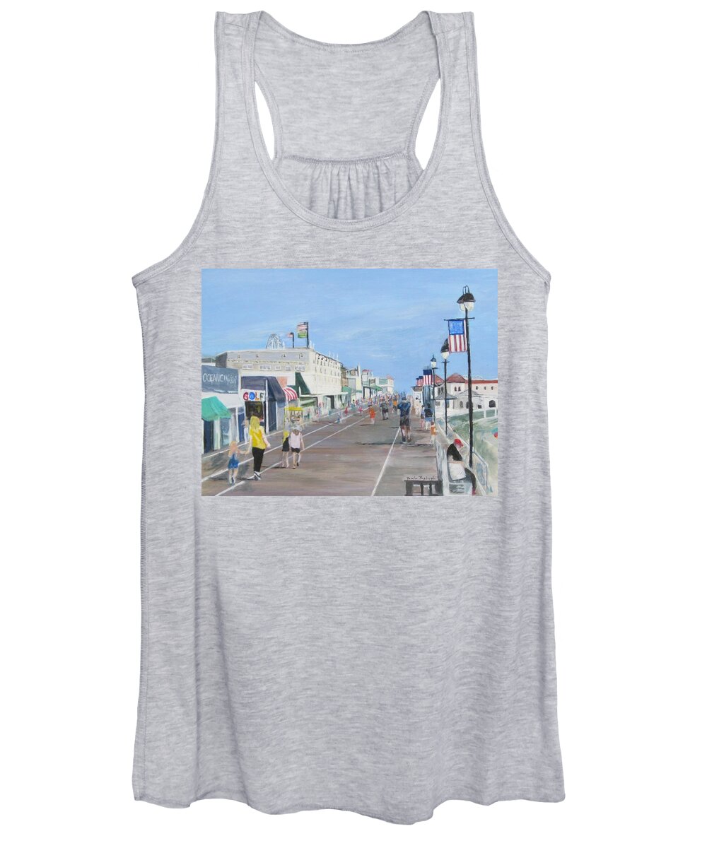 Painting Women's Tank Top featuring the painting Walking The Boards by Paula Pagliughi