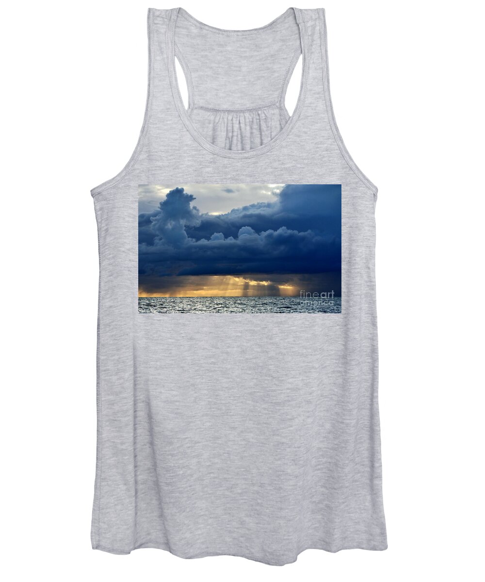 Storm Clouds Women's Tank Top featuring the photograph Watching the Storm over the Water by fototaker Tony