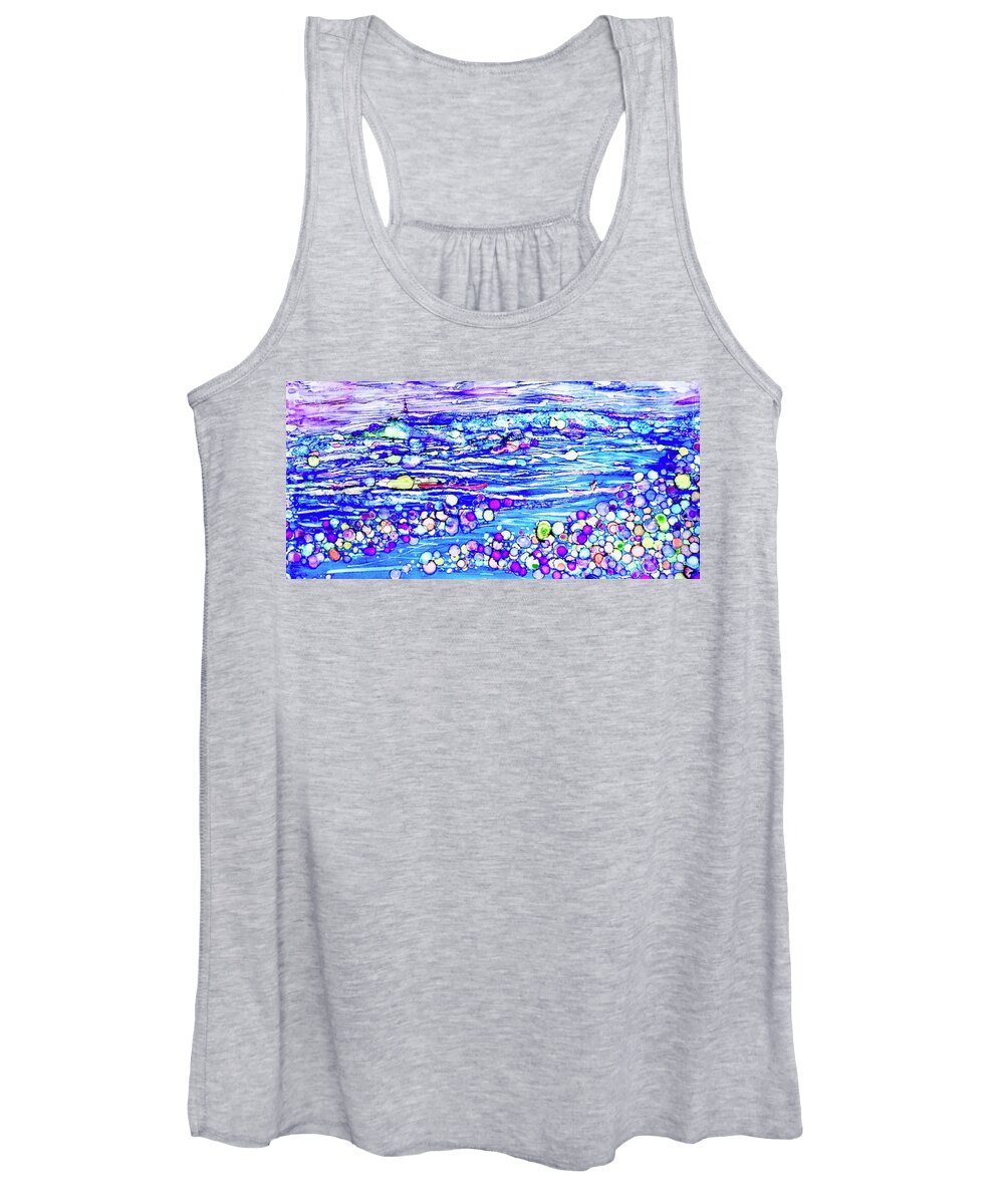 Water Sports Women's Tank Top featuring the painting Water Sport Whimsy Impressionistic abstract by Patty Donoghue