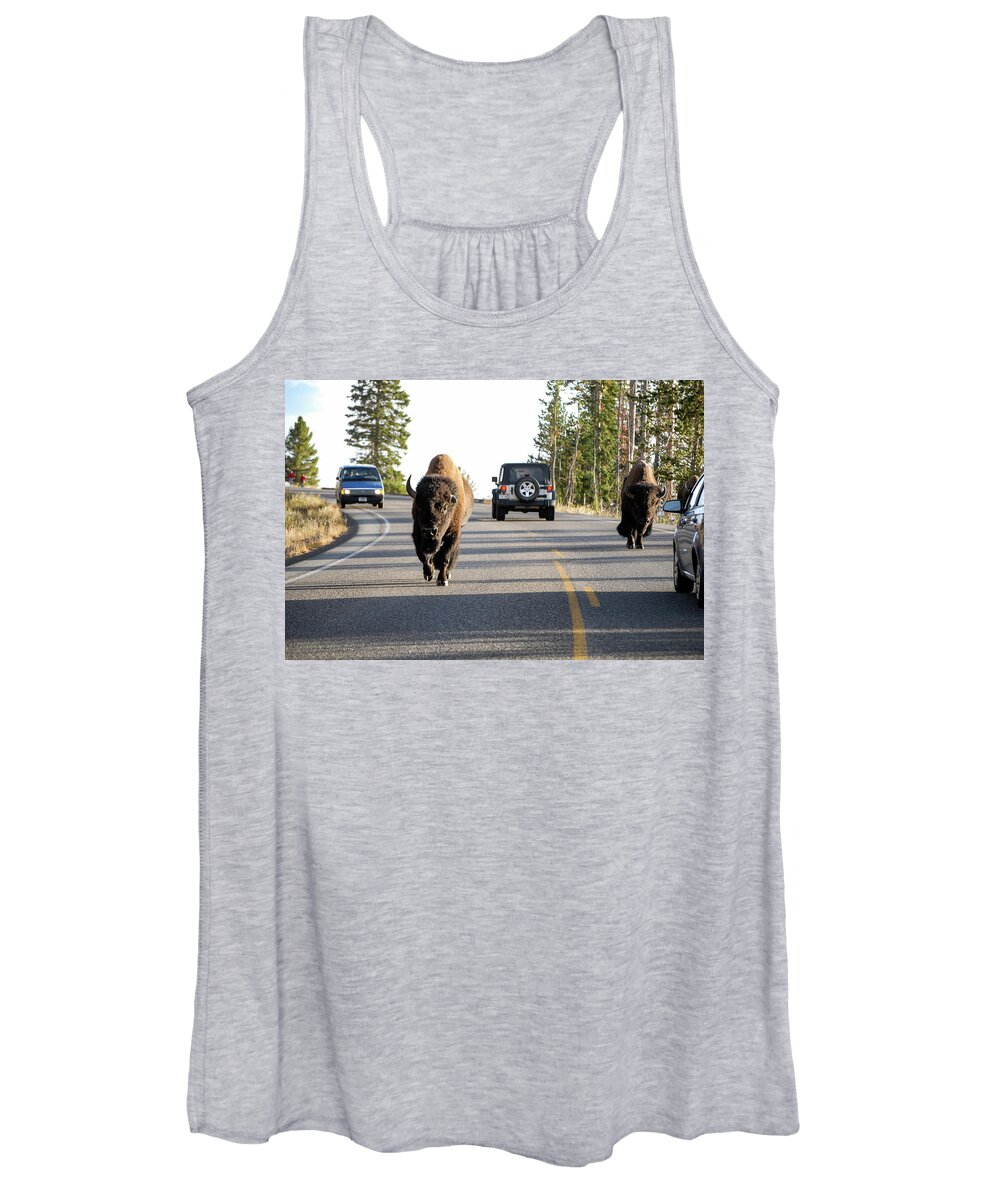 Buffalo Women's Tank Top featuring the photograph Where The Buffalo Roam - Bison, Yellowstone National Park, Wyoming by Earth And Spirit