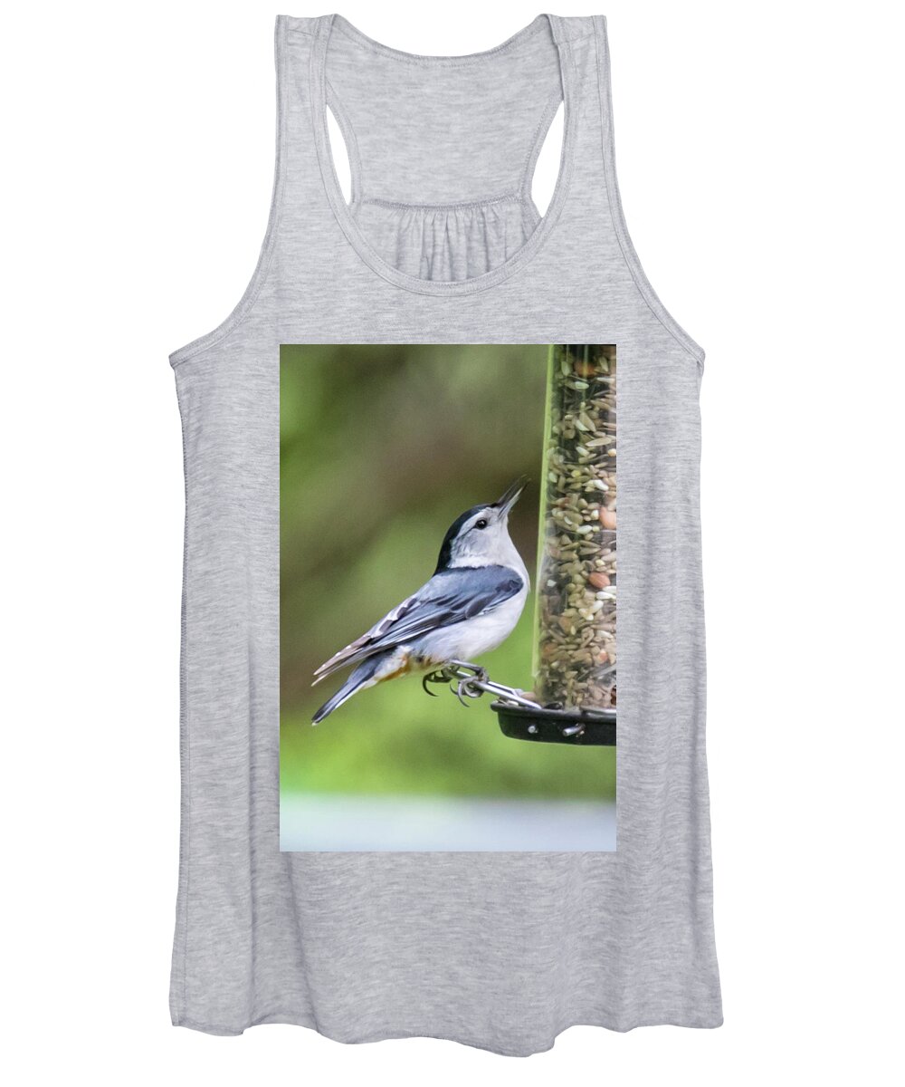 Print Women's Tank Top featuring the photograph White Breasted Nuthatch by Gerri Bigler
