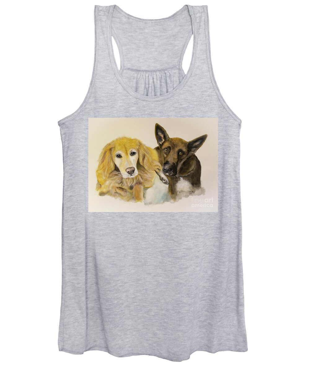 Dog Women's Tank Top featuring the painting Who Rescued Who? by Shirley Dutchkowski