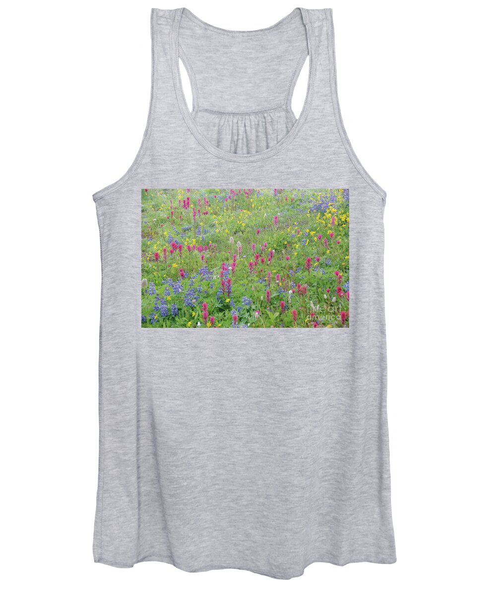 Bloom Women's Tank Top featuring the photograph Wildflowers in Morning Fog #1 by Nancy Gleason
