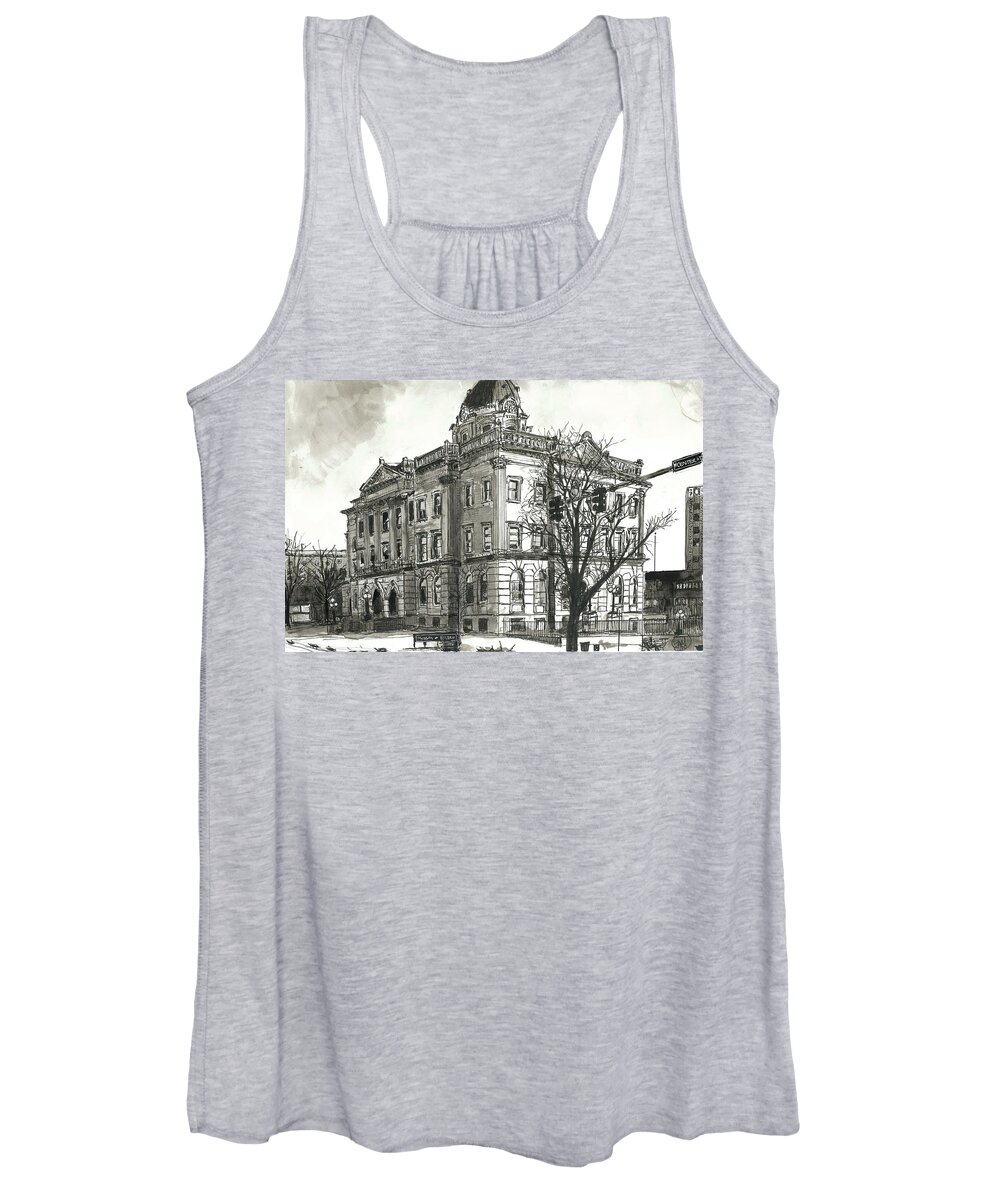 Bloomington Women's Tank Top featuring the painting Winter on the Square by Eileen Backman