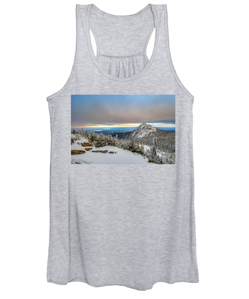 52 With A View Women's Tank Top featuring the photograph Winter Sky Over Mount Chocorua by Jeff Sinon