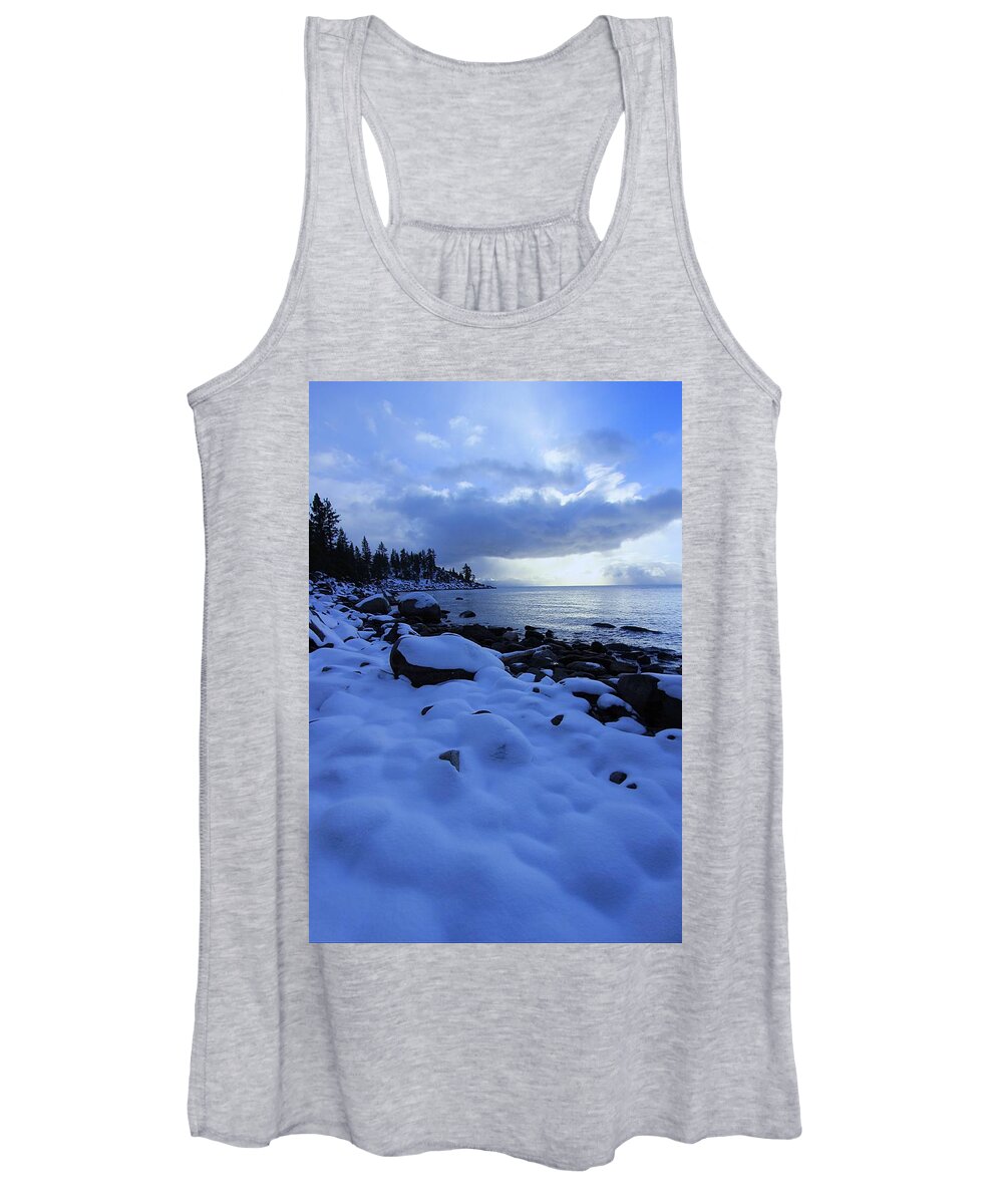 Lake Tahoe Women's Tank Top featuring the photograph Winter Sunset Storm Portrait by Sean Sarsfield