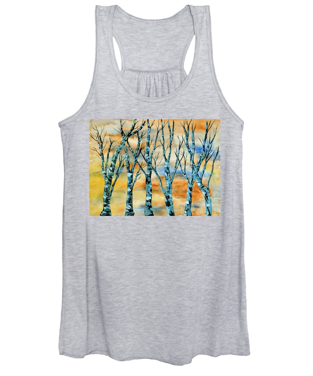 Winter Women's Tank Top featuring the painting Winter Trees by Vallee Johnson