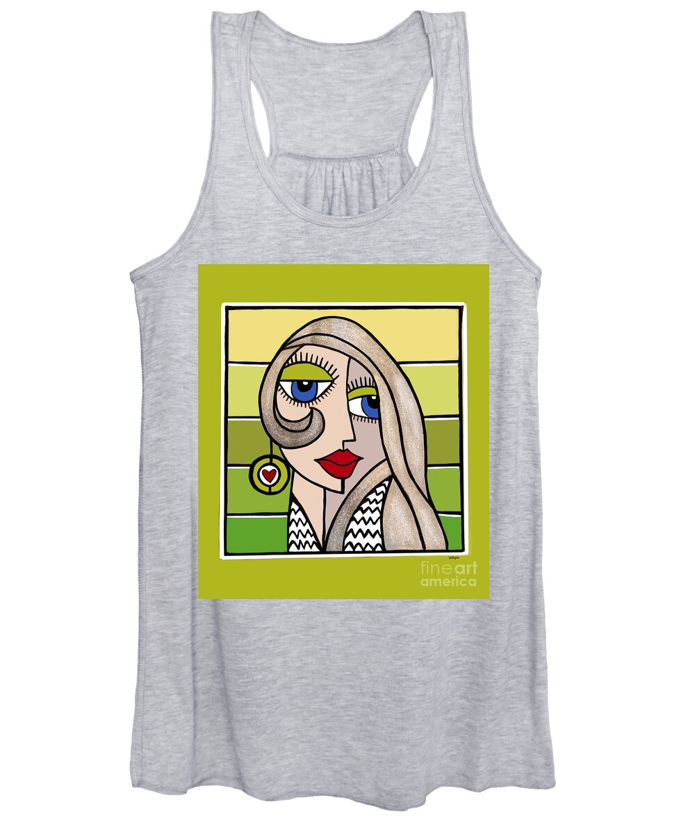 Lady Women's Tank Top featuring the digital art Woman with Earring 1 by Diana Rajala
