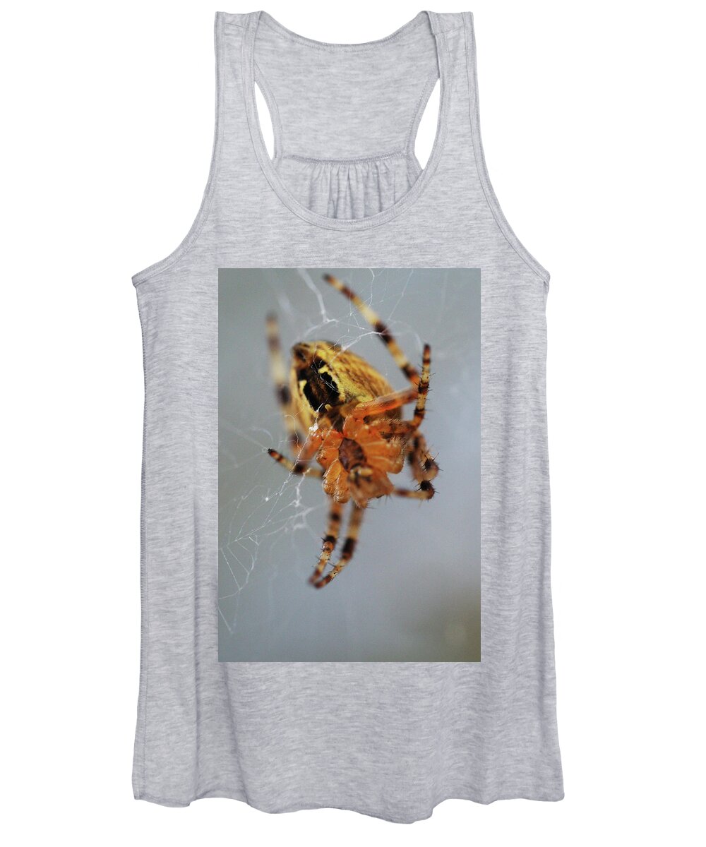 Spider Women's Tank Top featuring the painting Working spider by Sv Bell