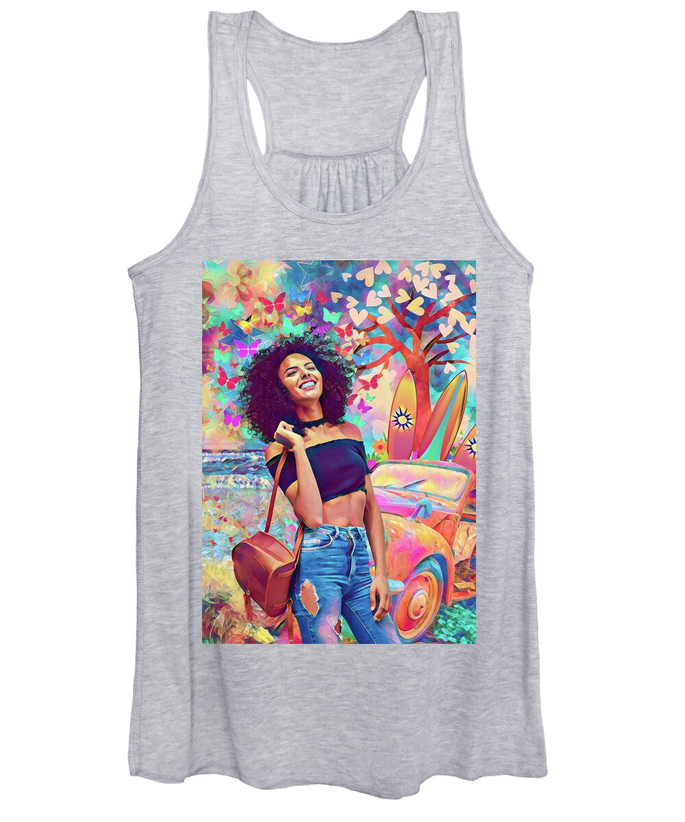 African American Women's Tank Top featuring the digital art World of Color by Claudia McKinney