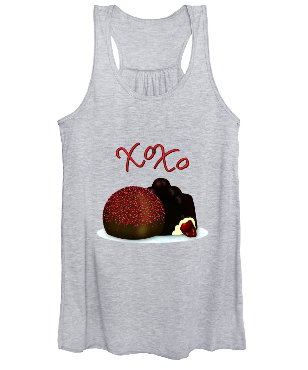 Assorted Chocolates Women's Tank Top featuring the digital art XOXO Valentine Bonbon and Dark Chocolate Covered Cherry by Colleen Cornelius