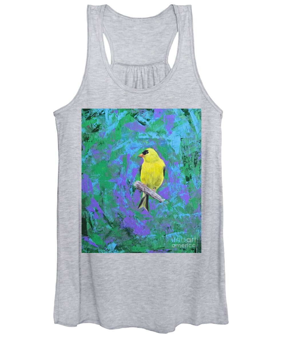 Yellow Finch Women's Tank Top featuring the painting Yellow Finch by Lisa Dionne