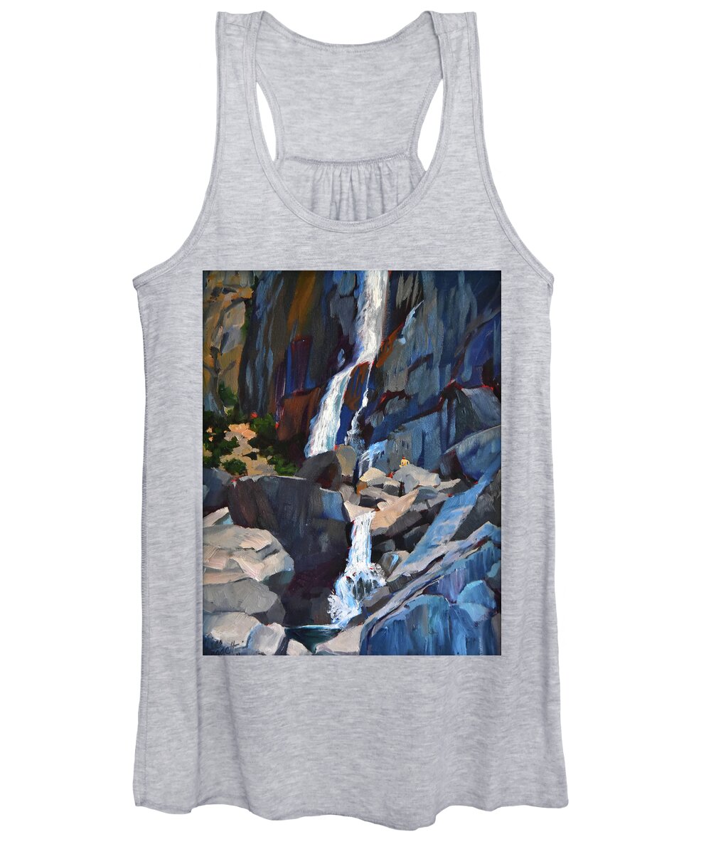 Waterfall Women's Tank Top featuring the painting Yosemite Falls in August by Alice Leggett