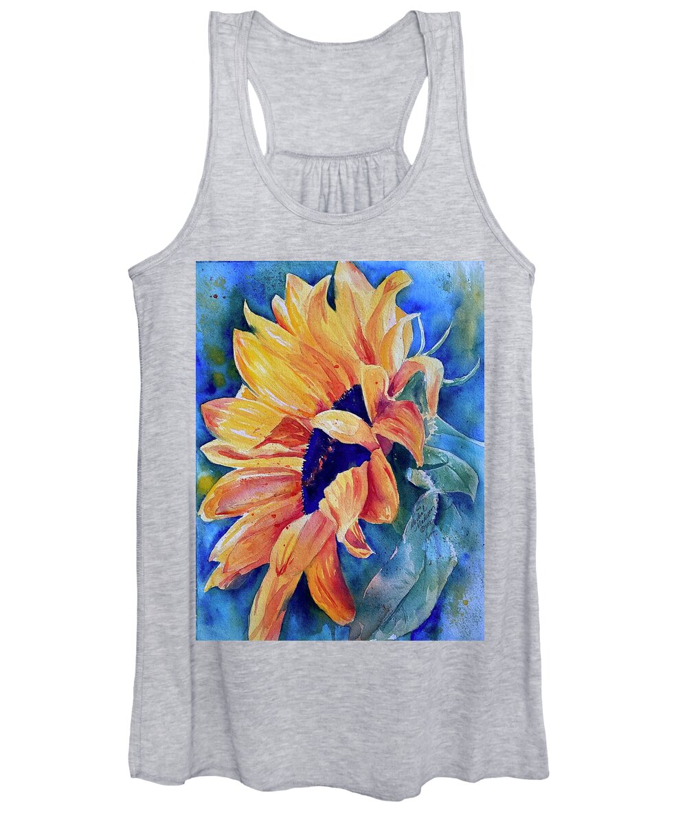 Sunflower Women's Tank Top featuring the painting You are My Sunshine by Michal Madison