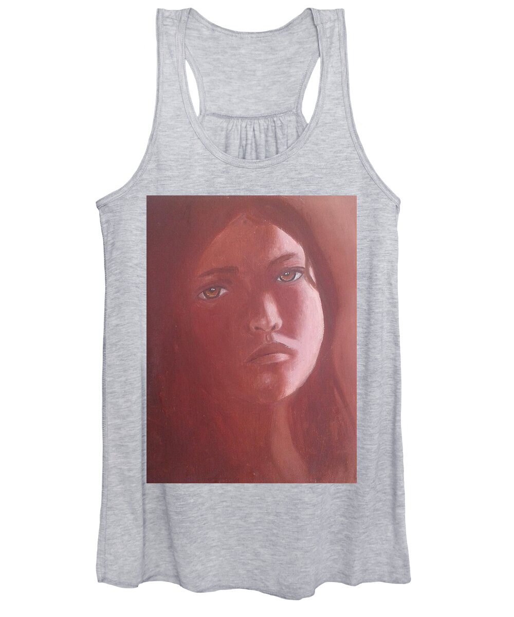 Young Guadalupe Women's Tank Top featuring the painting Young Guadalupe by James RODERICK