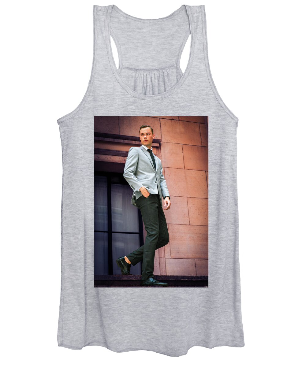 Fashion Women's Tank Top featuring the photograph Young Man in New York City by Alexander Image