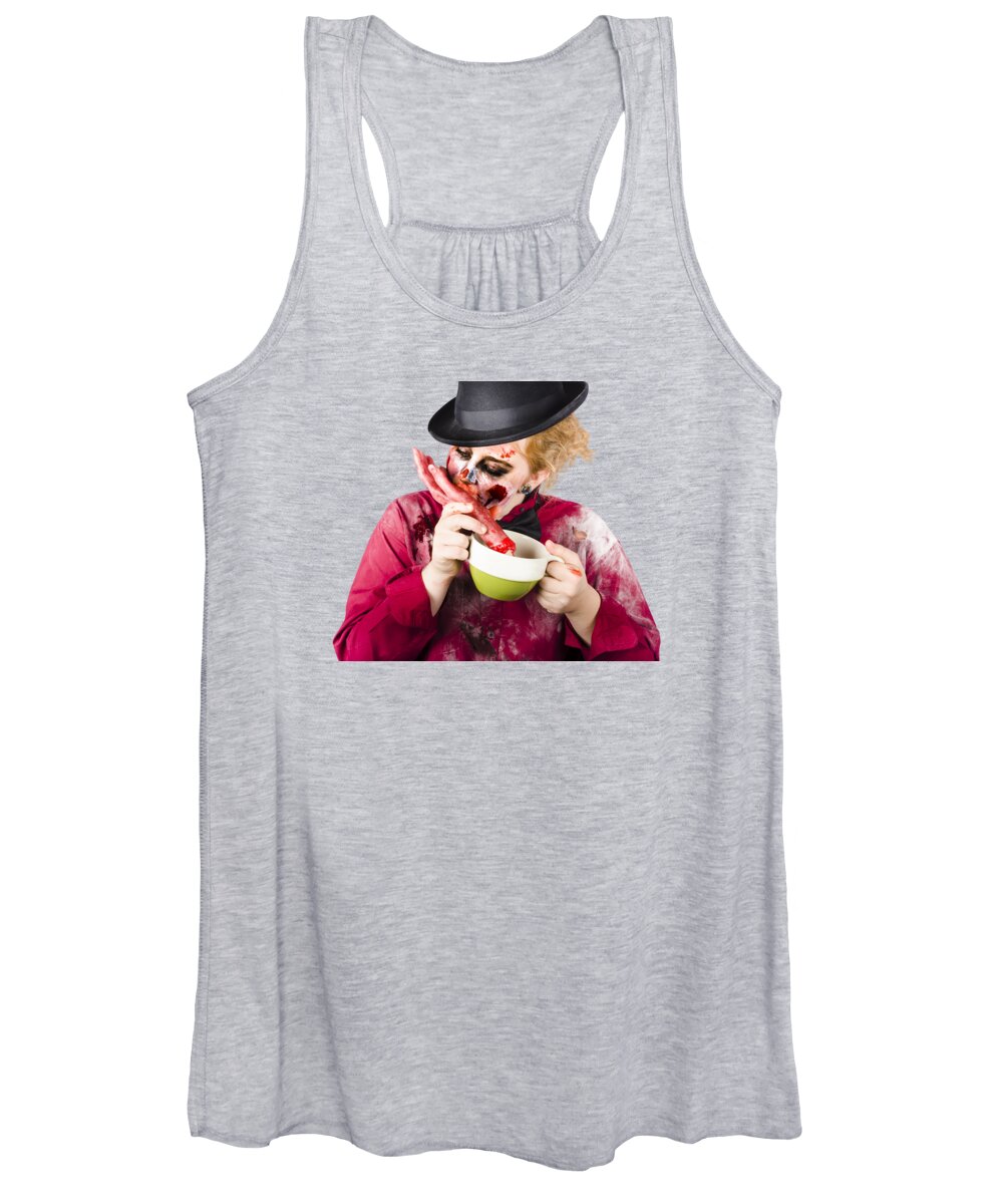 Hungry Women's Tank Top featuring the photograph Zombie eating pea and hand soup by Jorgo Photography