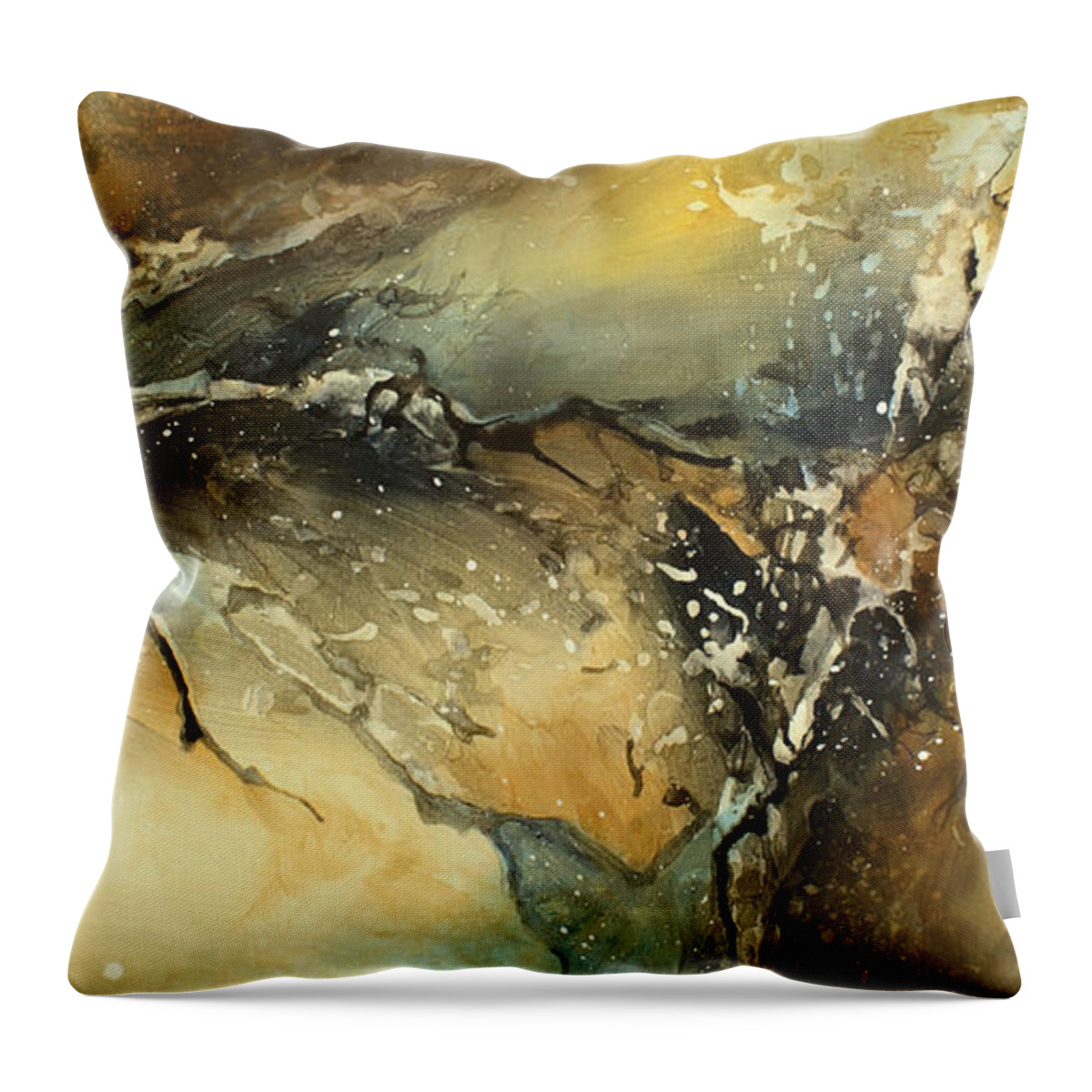 Abstract Throw Pillow featuring the painting ' Fractured ' by Michael Lang