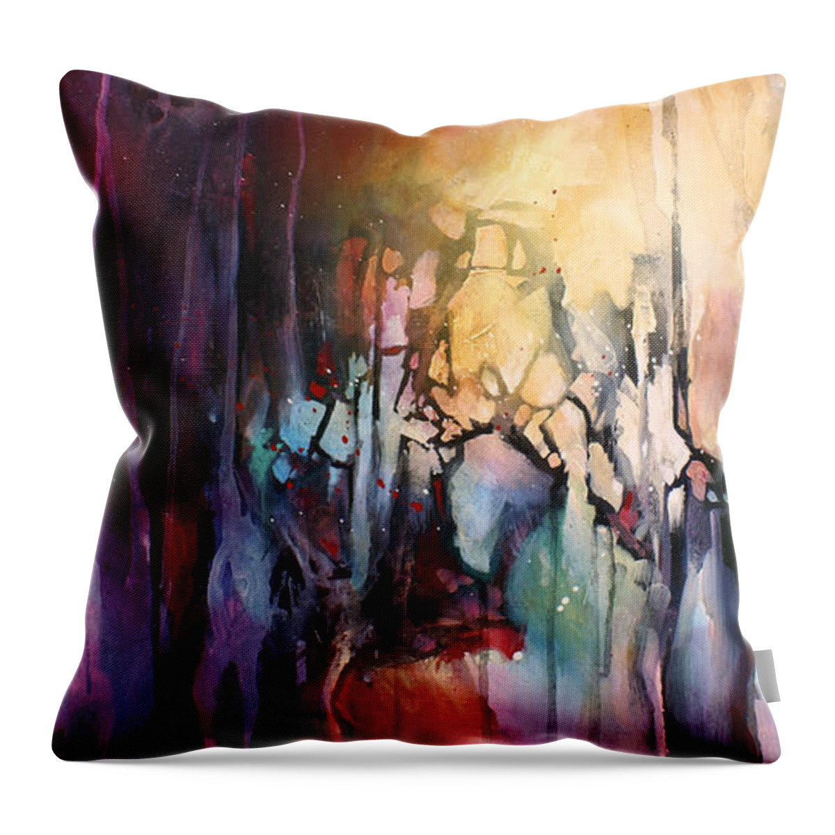 Abstract Throw Pillow featuring the painting ' Fractured Moment' by Michael Lang