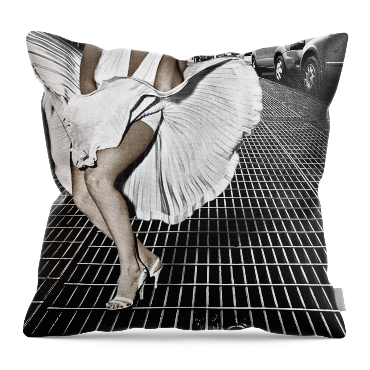 Marilyn Monroe Throw Pillow featuring the photograph Marilyn Monroe In New York City by Tony Rubino