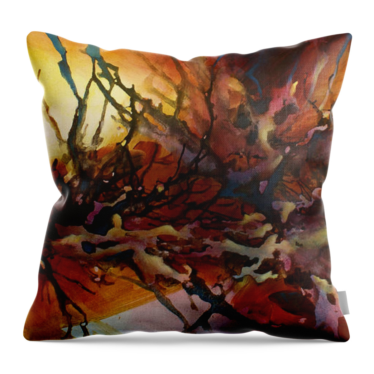 Abstract Throw Pillow featuring the painting ' Random Behavior ' by Michael Lang