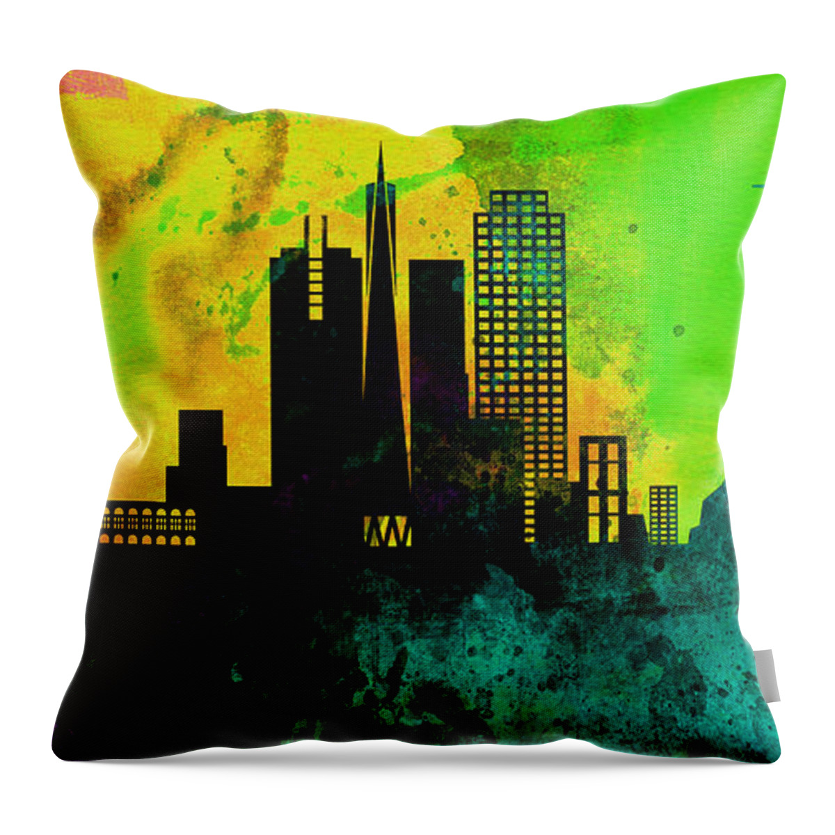 San Francisco Throw Pillow featuring the painting San Francisco City Skyline by Naxart Studio