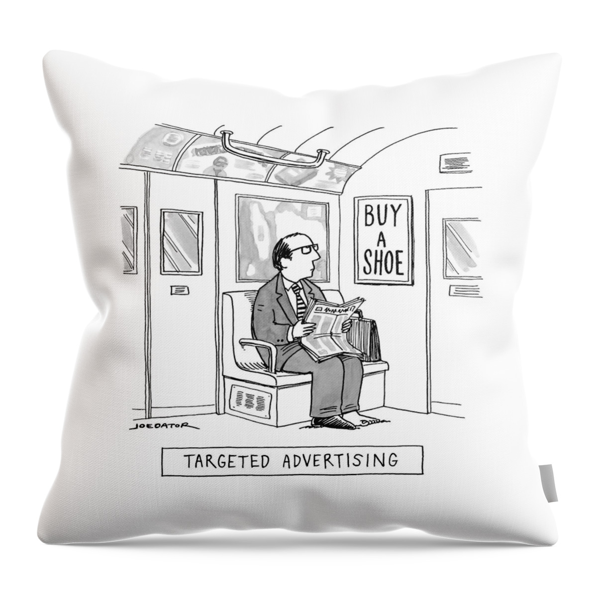 Targeted Advertising A Man Sits On The Subway Throw Pillow